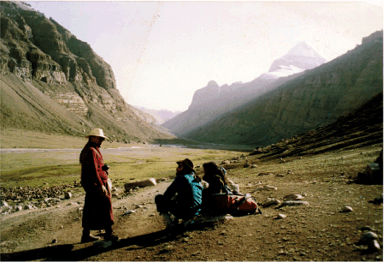 Lama Chodrak with pilgrims at Mt. Kailash